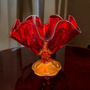 ✨ Vintage L.E. Smith Glass Simplicity 6 Petal Footed Bowl / Compote ✨